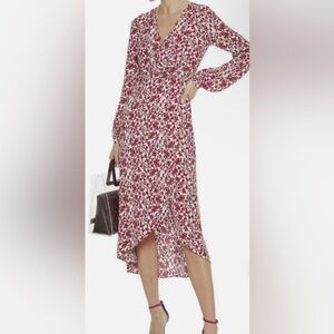 Jay Godfrey Kareem Floral Wrap-Effect Crepe Long Sleeve Midi Dress Wedding Guest